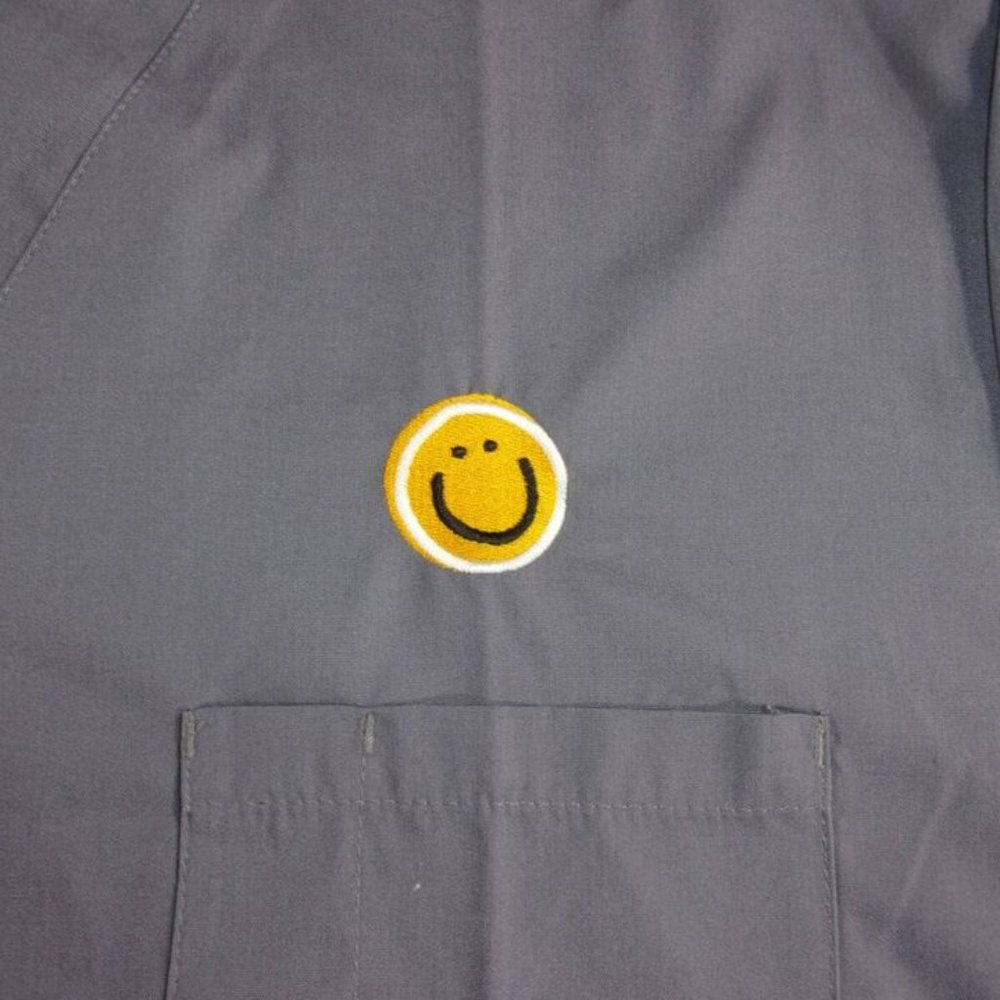 sz3X-LARGE SALUS BATTLESHIP GRAY GREY HOSPITAL PULLOVER SCRUB TOP SHIRT 2 POCKET - Picture 3 of 10